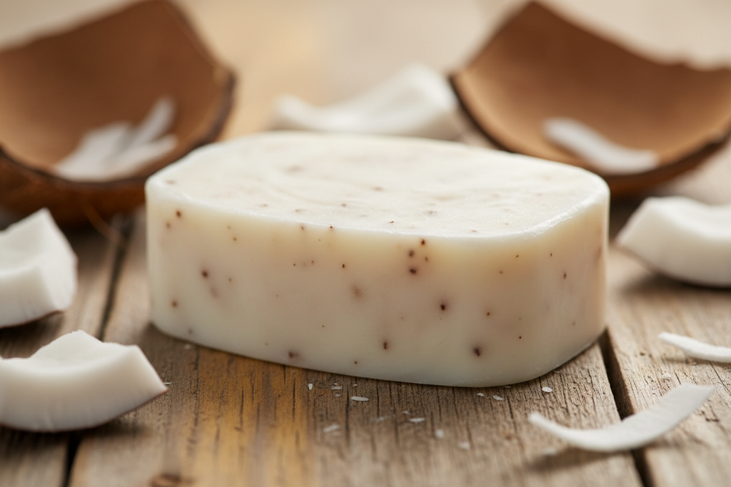 Close-up of coconut bar soap texture